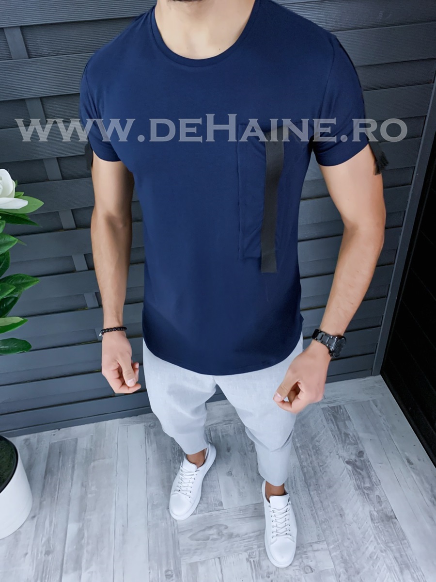 Tricou barbati bleumarin PREMIUM slim fit ZR B1134